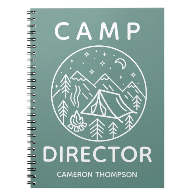 Green Personalized Summer Camp Director Notebook (Front)