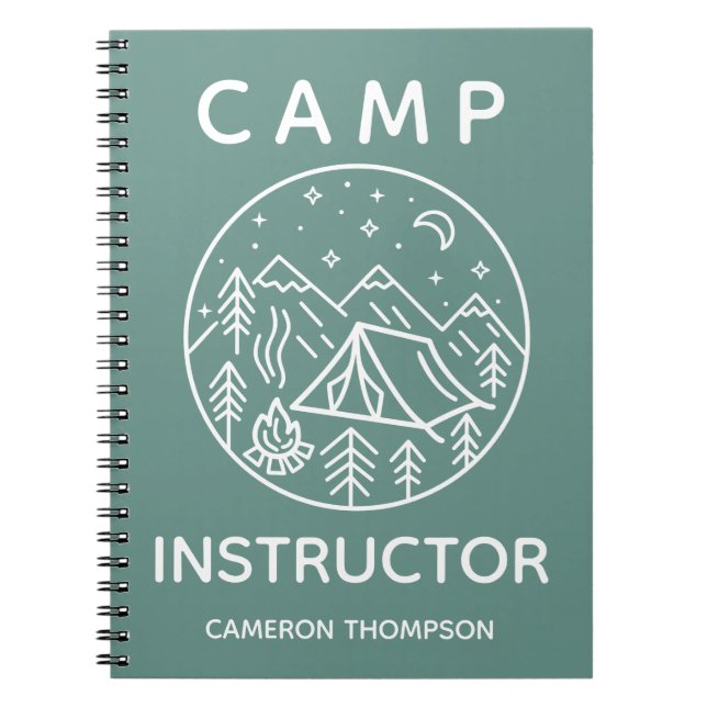 Green Personalized Summer Camp Instructor Notebook (Front)