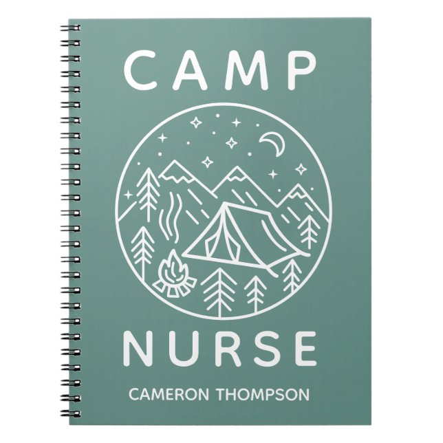Green Personalized Summer Camp Nurse Notebook (Front)