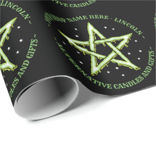 Green Personalized Witchcraft Pentagram Gothic Wrapping Paper
