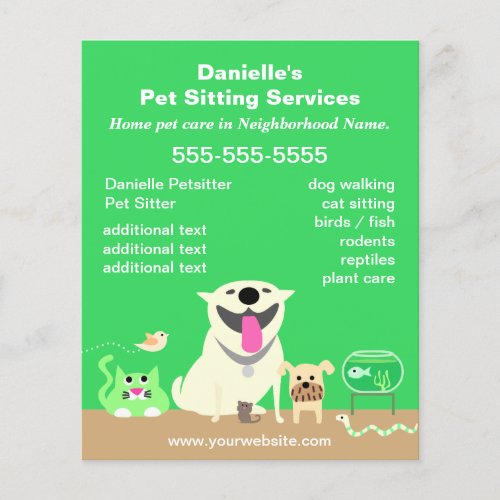 Green Pet Sitter Promotional Flyer