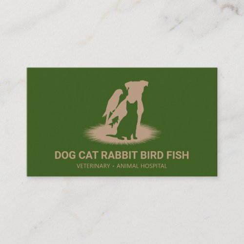 Green Pet Store Boutique cat dog bird rabbit fish Business Card