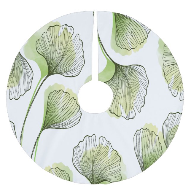 Green petals brushed polyester tree skirt (Front)