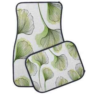 Green petals car floor mat