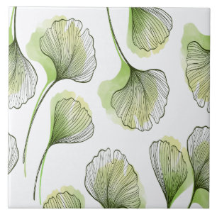 Green petals ceramic tile