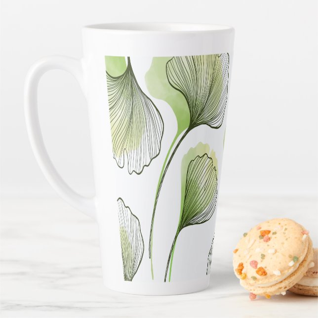 Green petals latte mug (In Situ)