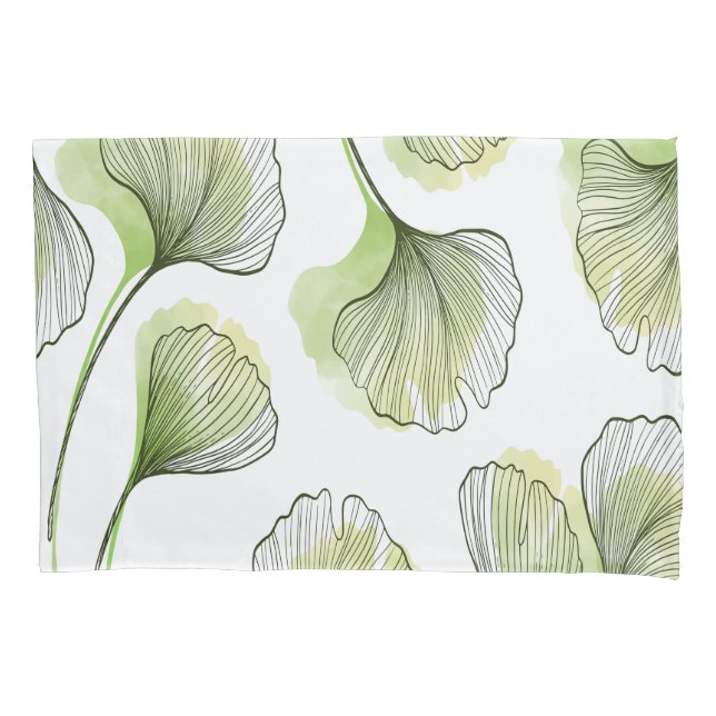 Green petals pillow case (Front-Left)