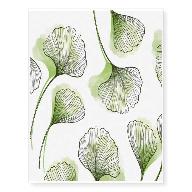 Green petals temporary tattoos (Front)