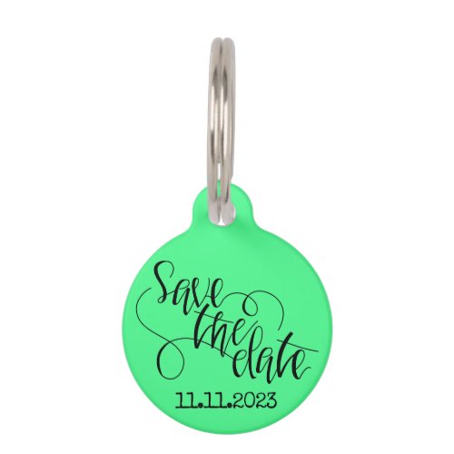 Green Pets Name and Phone Save the date Pet ID Tag