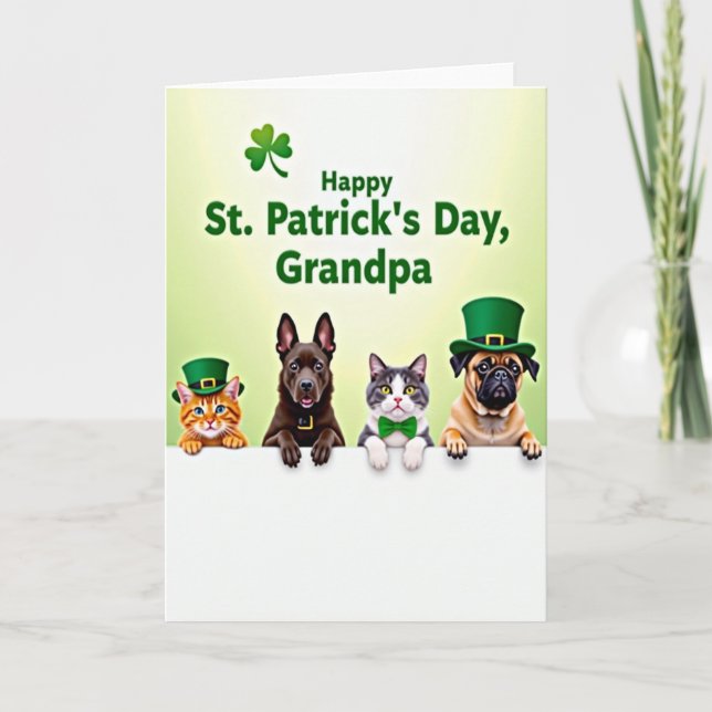 Green Pets Shamrock Grandpa Card (Front)