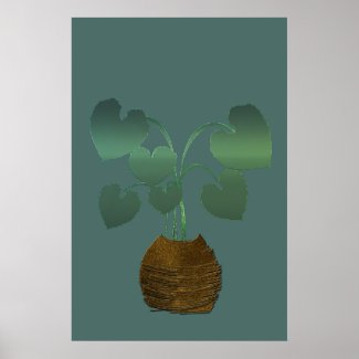 Green Philodendron Plant in Copper Pot Poster