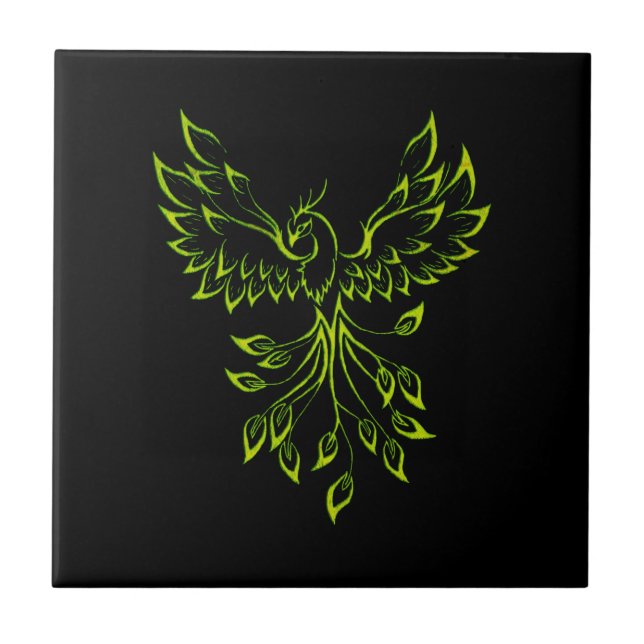 Green Phoenix  Ceramic Tile (Front)