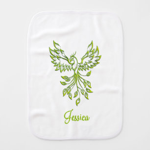 Green Phoenix Rises  Baby Burp Cloth