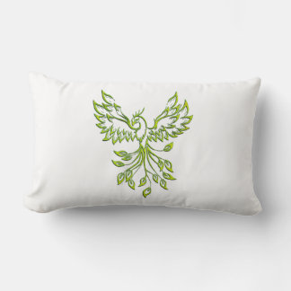 Green Phoenix Rises Lumbar Pillow
