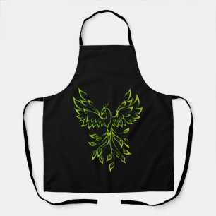 Green Phoenix Rises on Black  Apron