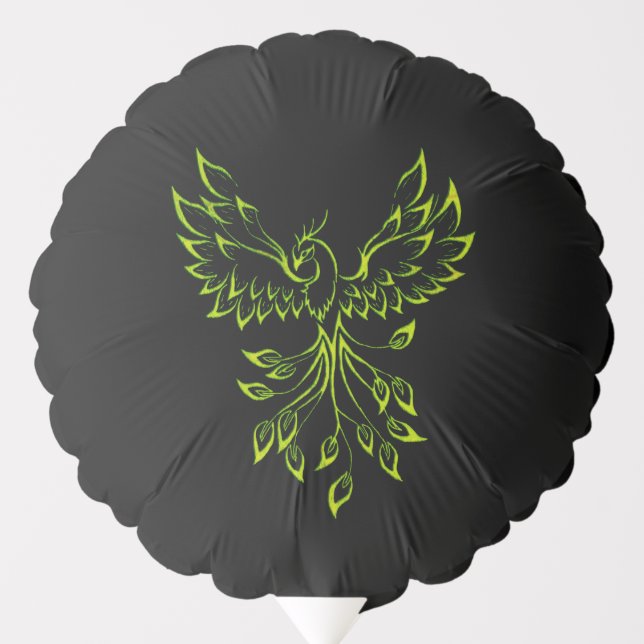 Green Phoenix Rises on Black  Balloon (Front)