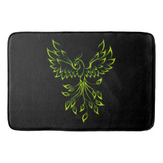 Green Phoenix Rises on Black Bath Mat