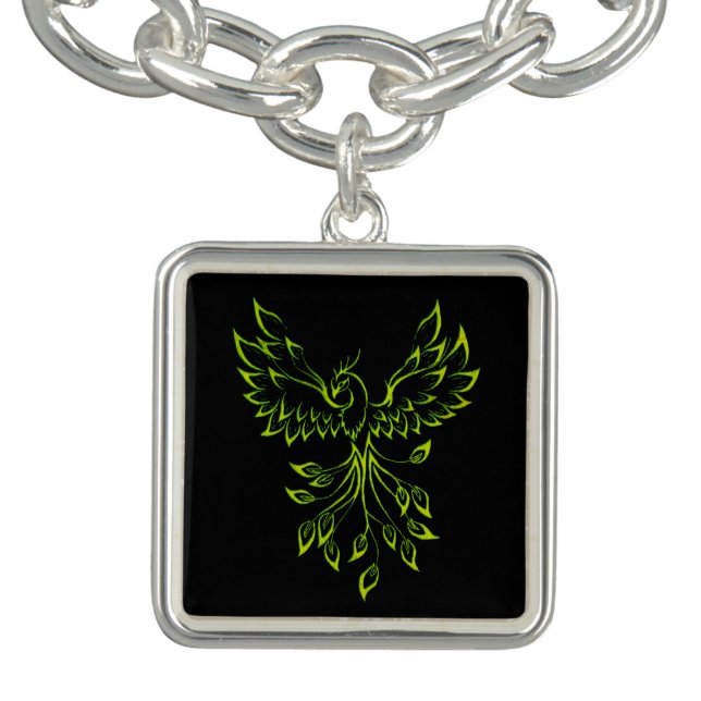 Green Phoenix Rises on Black  Bracelet (Design)