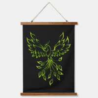 Green Phoenix Rises on Black 