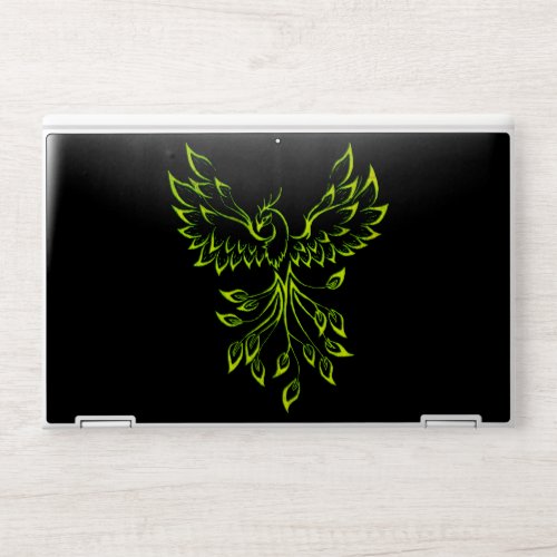 Green Phoenix Rises on Black  HP Laptop Skin
