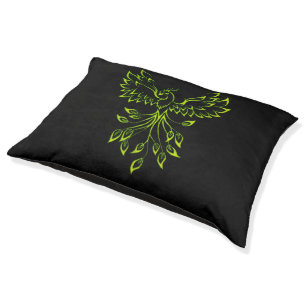Green Phoenix Rises on Black  Pet Bed