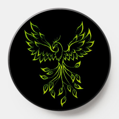 Green Phoenix Rises on Black  PopSocket