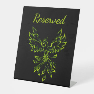 Green Phoenix Rises on Black Reserve Pedestal Sign