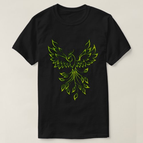 Green Phoenix Rises on Black  T_Shirt