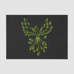 Green Phoenix Rises on Black  Tissue Paper