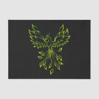 Green Phoenix Rises on Black  Tissue Paper
