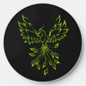 Green Phoenix Rises on Black  Wireless Charger (Front)
