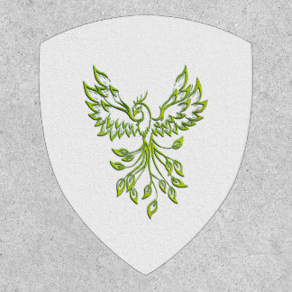 Green Phoenix Rises on White Patch