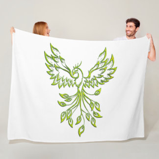 Green Phoenix Rises White Fleece Blanket