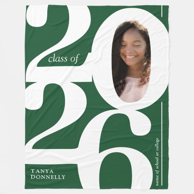 Green Photo 2026 Graduation Fleece Blanket (Front)