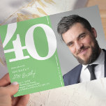 Green Photo 40th Birthday Party Invitation<br><div class="desc">Create lasting memories at your 40th birthday bash with these trendy green birthday party invitations! Featuring a large bold serif font showcasing the number '40', a photo of the birthday boy / girl, and a modern template that is easy to personalize, these invitations will capture the spirit of the occasion....</div>