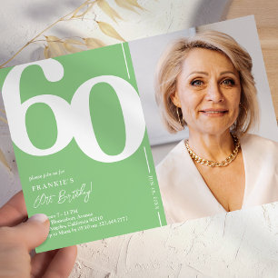 Green Photo 60th Birthday Invitation