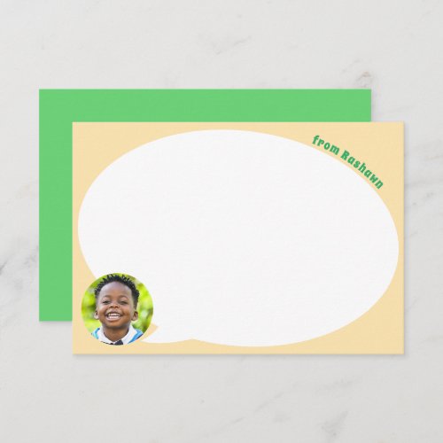 Green Photo and Speech Bubble Thank You Card