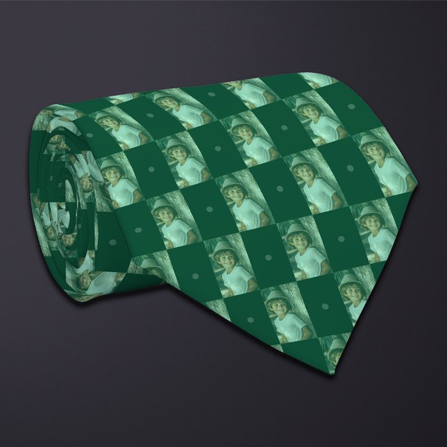 Green Photo Checkerboard (Tall Rectangle) Neck Tie (Creator Uploaded)