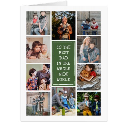 Green Photo Collage Best Dad Fathers Day Big Card