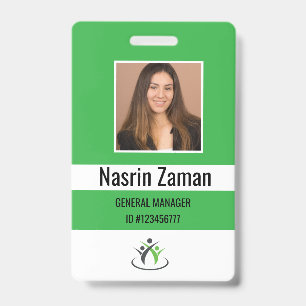 Green Photo Employee Logo or QR CODE Security Badge