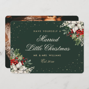 Green Photo First Married Christmas Wedding Holiday Card
