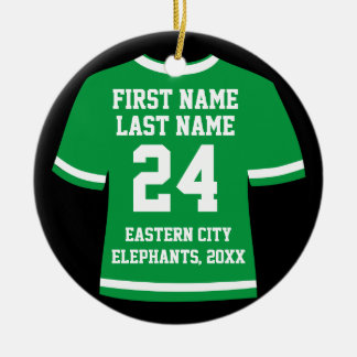 Green Photo Football Soccer Hockey Sports Jersey Ceramic Ornament