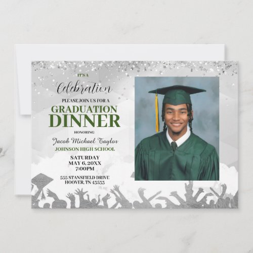 Green Photo Graduation Dinner Invitation