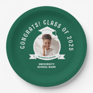Green Photo Graduation Paper Plates