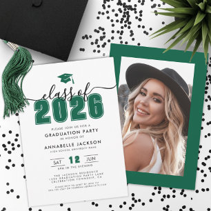 Green Photo Graduation Party Invitation