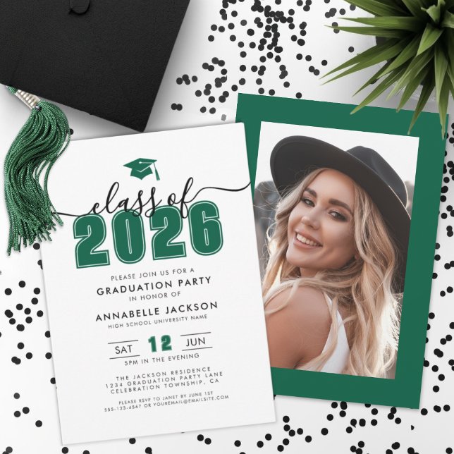 Green Photo Graduation Party Invitation (Green Photo Graduation Party Invitation)