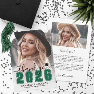 Green Photo Graduation Thank You Card
