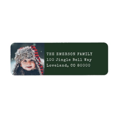 Green Photo Holiday Return Address Label