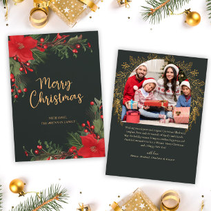 Green Photo Merry Christmas Greenery Holiday Card