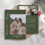 Green Photo Merry Married Script Wedding Christmas Thank You Card<br><div class="desc">Budget Simple Elegant Hand Lettered 'Married Merry' 2 Photo Engagement Wedding Thank You Card for Minimalist | Calligraphy Script Thank you Wedding Card | These thank you cards are the perfect way to let your guests know how much they mean to you. It features great combination of unique typography, modern...</div>